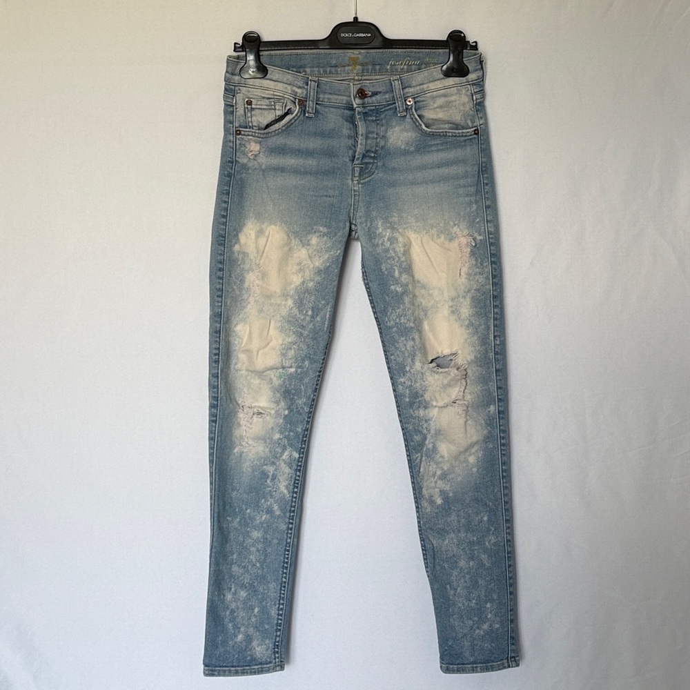 7 For All Mankind Blue Skinny Jeans